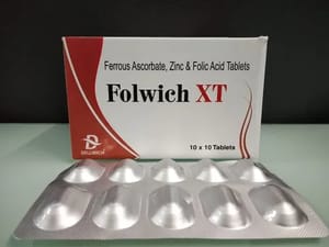 Folwich -Xt Ferrous Ascorbate, Zinc Sulphate And Folic Acid Tablets