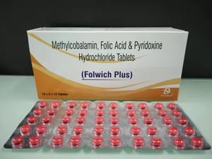 Folwich Plus Folic Acid Pyridoxine Hydrochloride with Methycobalamin Tablets, Packaging Type: Box