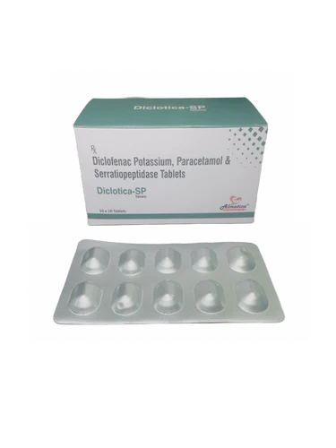 Diclotica-SP Diclofenac Potassium Paracetamol Serratiopeptidase, Packaging Type: Strips