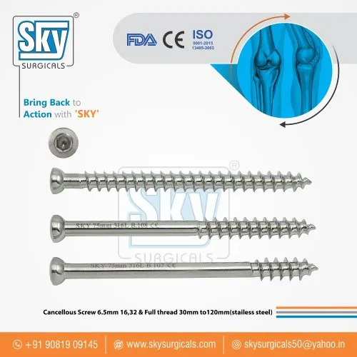 6.5mm Cancellous Screw, Size: 25mm