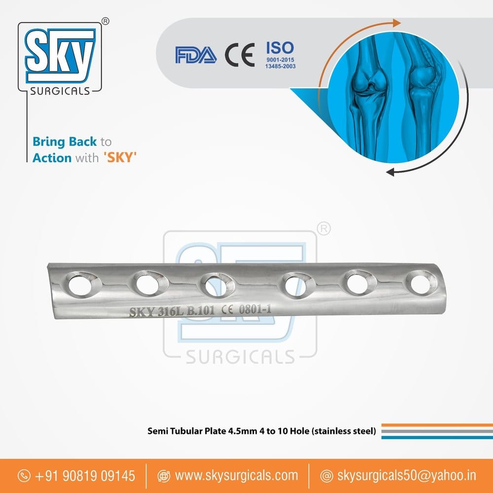 Sky ss Semi Tubular Plate, Thickness: 1.5mm, Size: 7 Hole