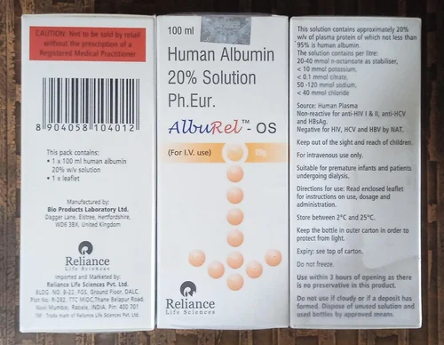 Human Albumin 20% 100 ML packing