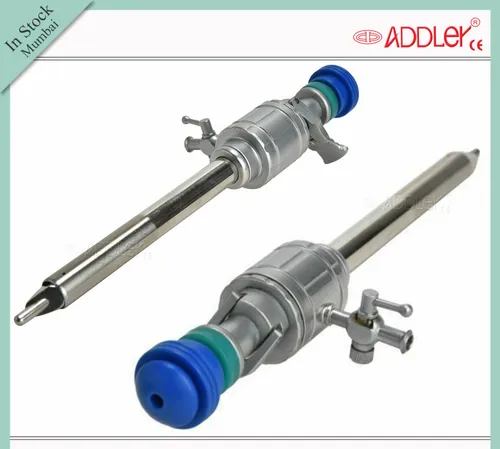 10 mm Addler SS Laparoscopic Trocar Cannula Oblique Pyramidical