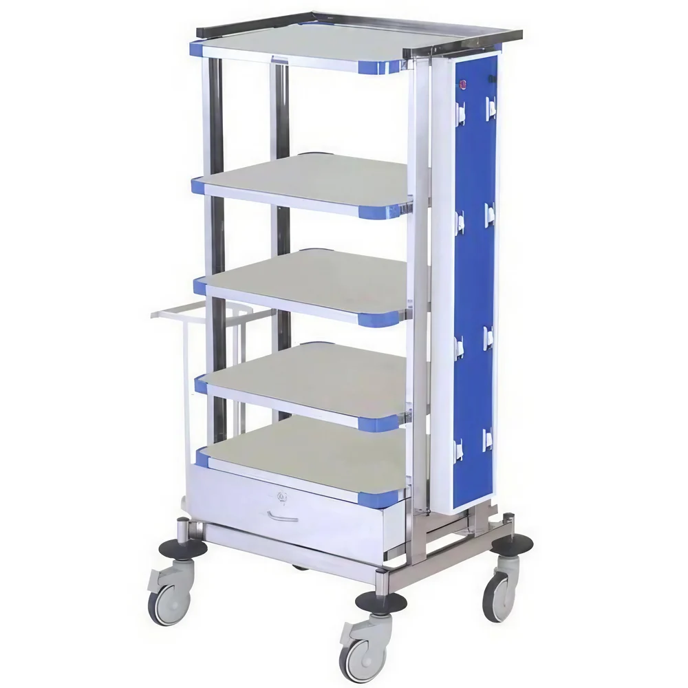 Cliniva White and Blue Multi Laparoscopy Trolley, For Hospitals And Clinic