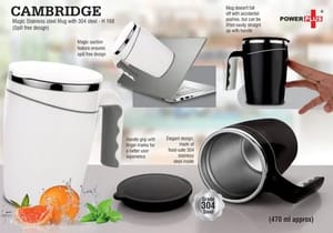 Cambridge Magic Stainless Steel Mug With 304 Steel Spill Free Design (470 Ml Approx)