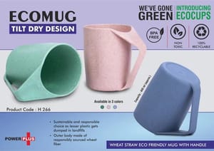 EcoMug : Wheat Straw Eco Friendly Mug With Handle Tilt Dry Design