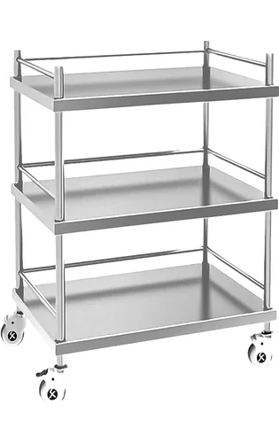 Milad 3 shelf stainless steel medical trolley with wheels (55L x 40 w x 76