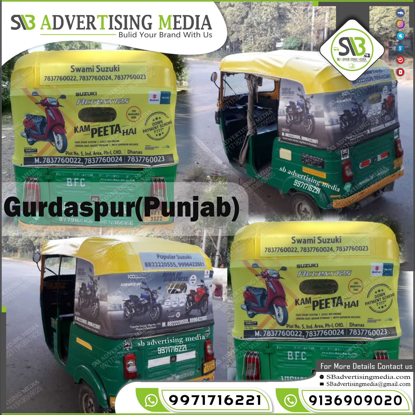 Auto Rickshaw Hood Ads Agencies in Gurdaspur Punjab