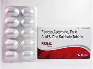Ferrous Ascorbate 100mg Folic Acid 1.5mg Zinc 22.5mg