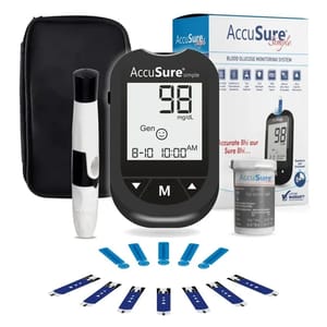 AccuSure Instant Digital Simple Glucometer Kit With Strips Lancet