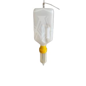 Complete 2.7-Liter Gravity Hanging Sauce Dispenser with Yellow Teat: Virgin Plastic