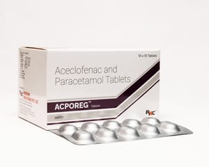ACPOREG aceclofenac 100mg + paracetamol 325mg tablets