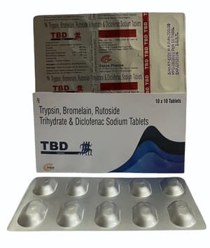 TBD (Trypsin 48mg+Bromelain 90mg+Rutoside 100 mg+Diclofenac 50mg)