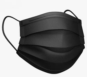 Mycure 3 Ply Non-Woven Disposable Black Surgical Face Mask with Adjustable Nose Clip