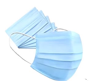 Mycure 3 Ply Non-Woven Disposable Blue Surgical Face Mask with Adjustable Nose Clip