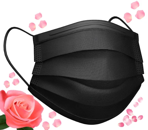 Mycure 3 Ply Non-Woven Disposable Black Face Mask with Rose Fragrance