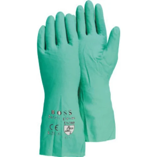 Boss Green Nitrile Flock Lined Gloves