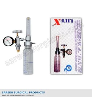 Oxygen Fine Adjustment Valve with rotameter and humidifier bottle