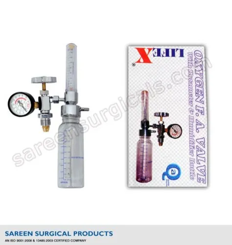 Oxygen Fine Adjustment Valve with rotameter and humidifier bottle