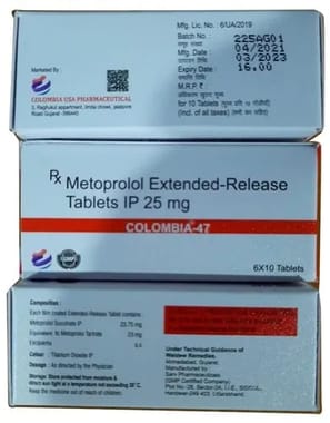 25mg Metoprolol Extended Release Tablets